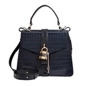 Chloé Medium Aby Croc Embossed Calfskin Satchel